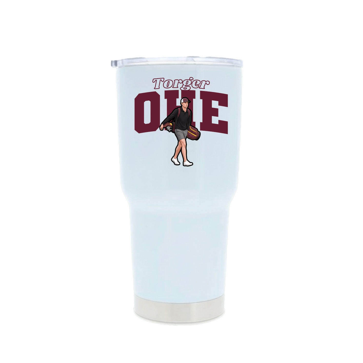 30oz Stainless Steel Tumbler — Name Arch in White