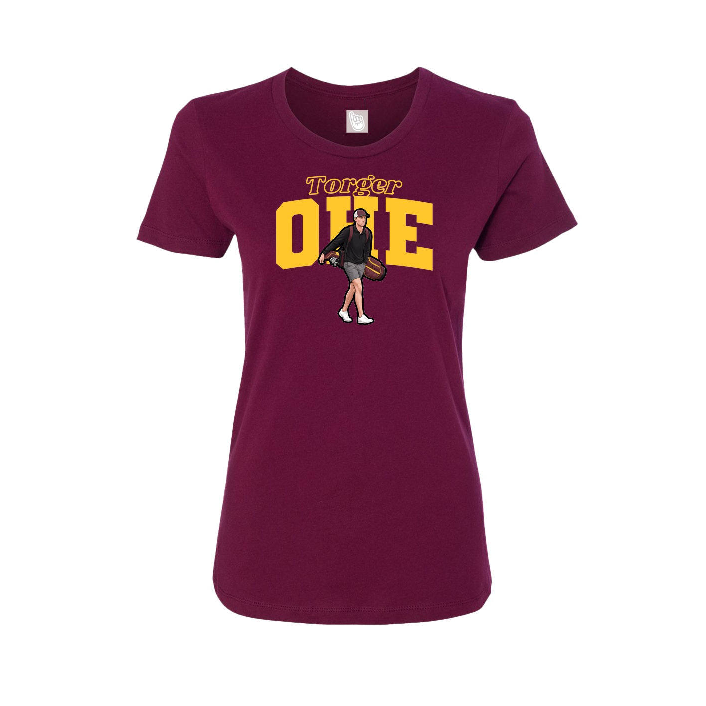 Fitted Women's Tee — Name Arch in Maroon