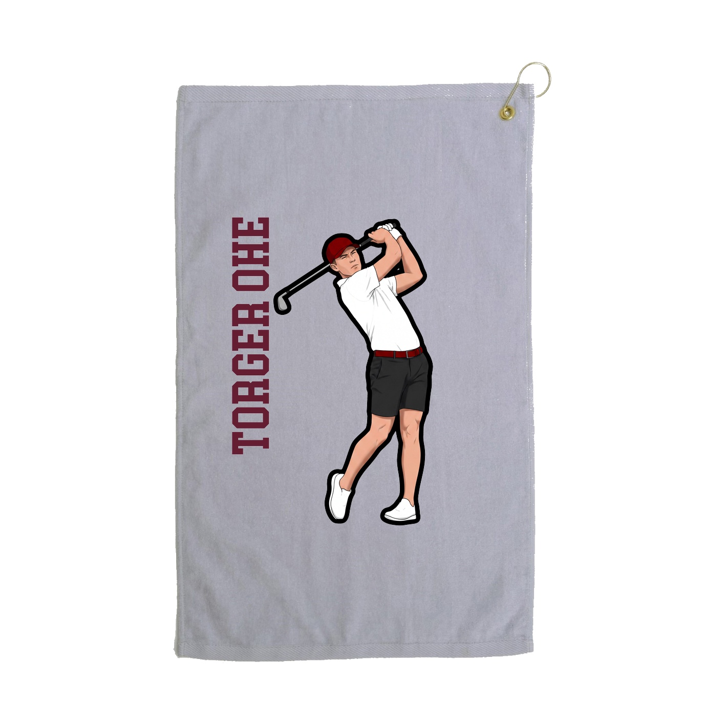 Golf Towel — Name Vertical in Grey