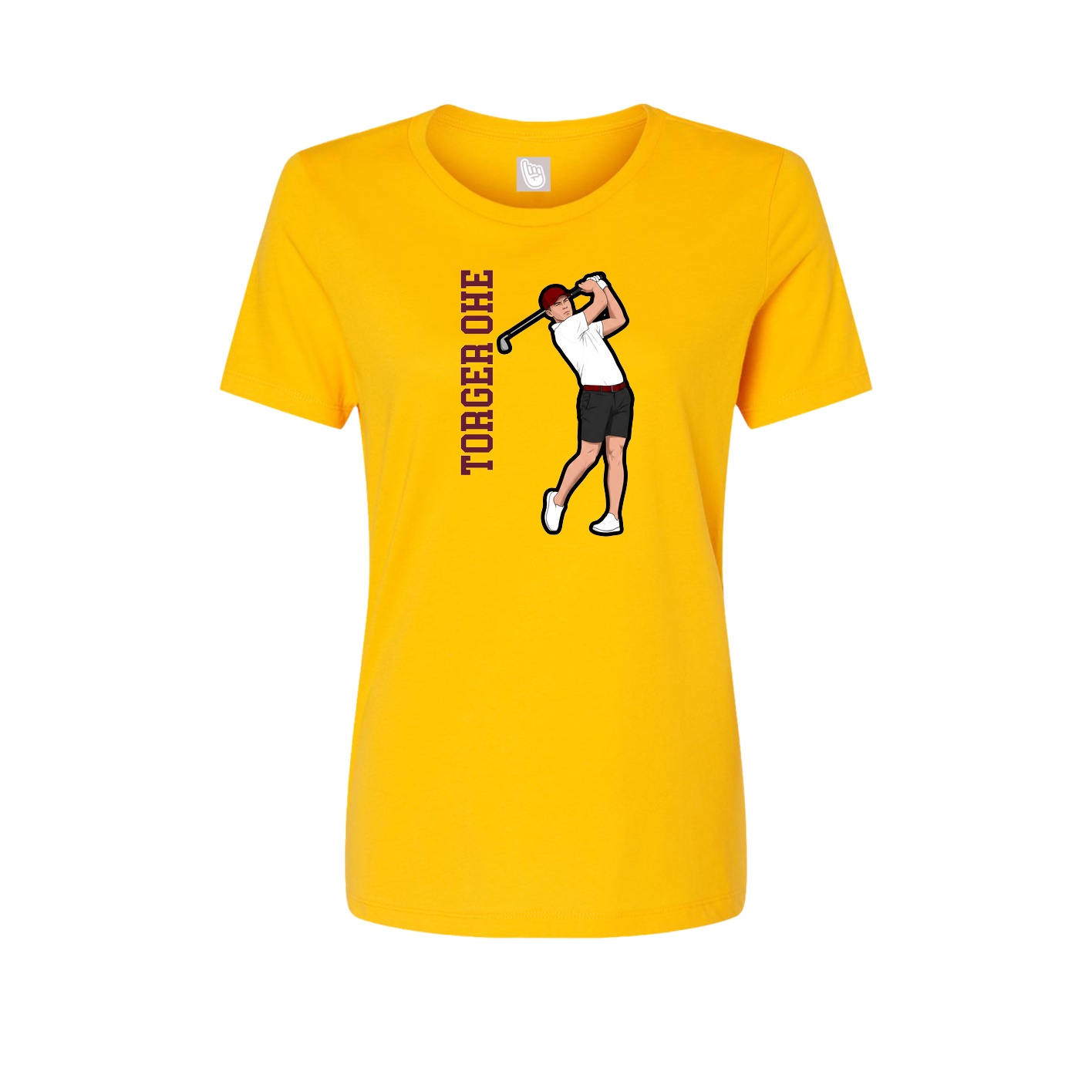 Fitted Women's Tee — Name Vertical in Gold
