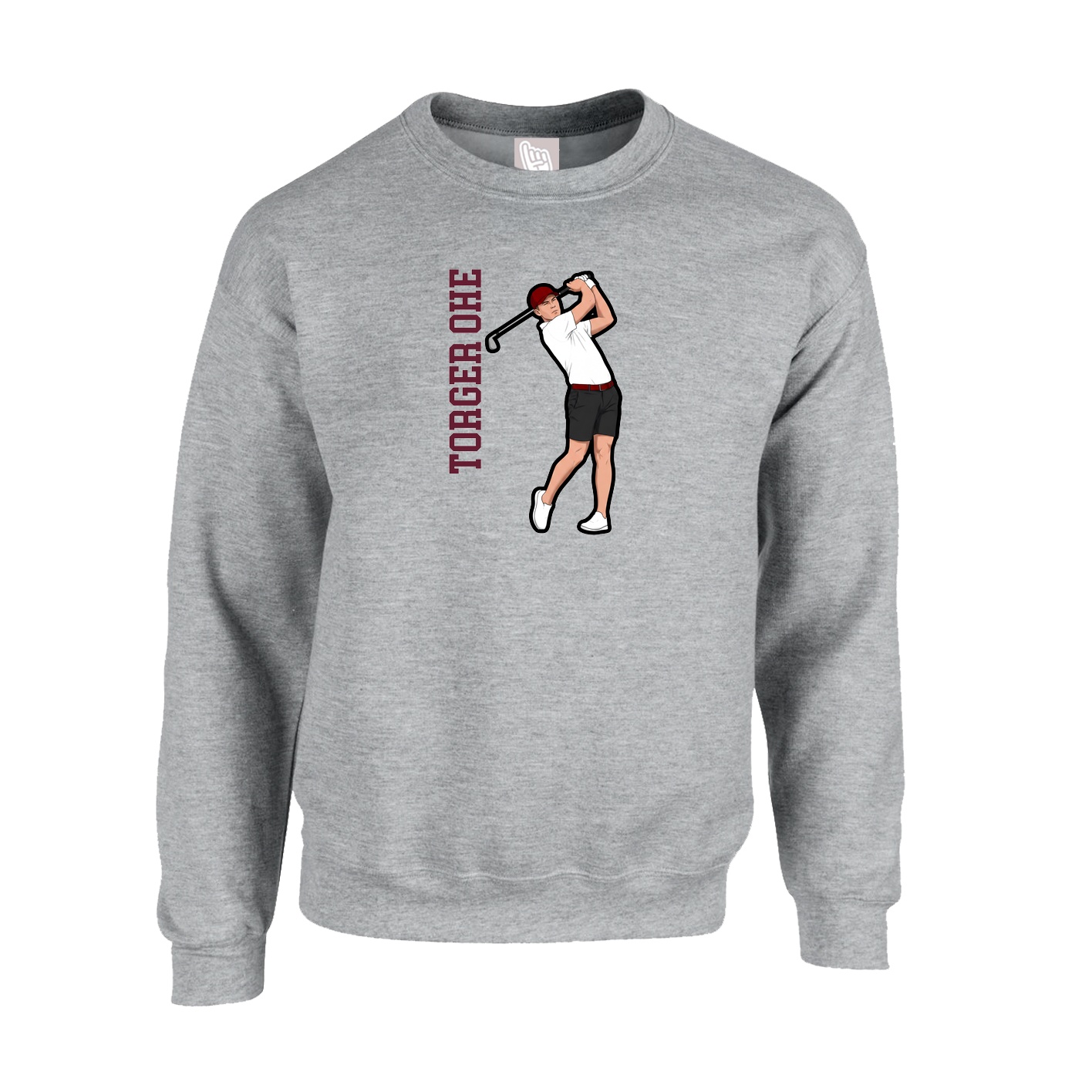 Fleece Crew — Name Vertical in Grey