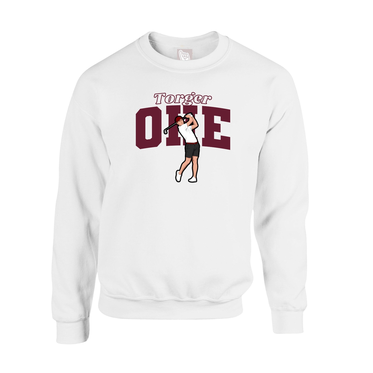 Fleece Crew — Name Arch in White