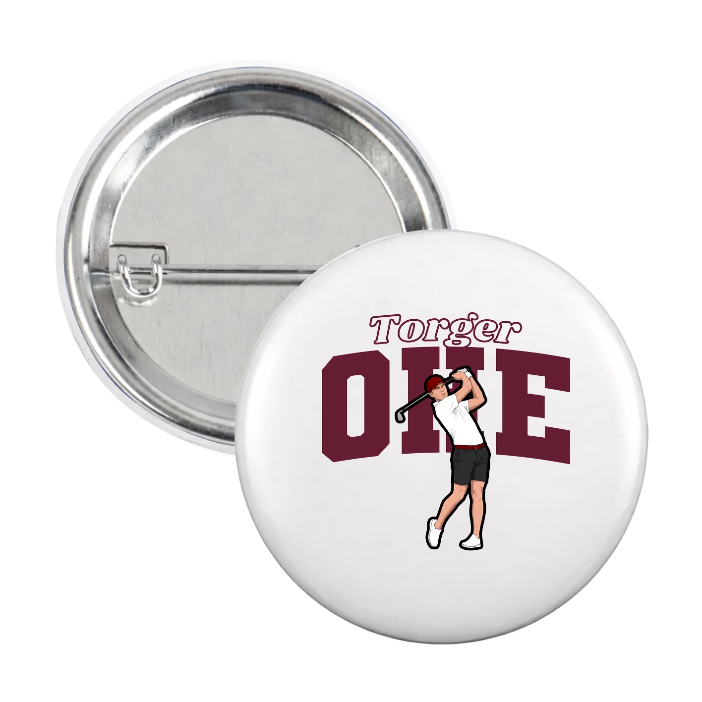 Game Day Button — Name Arch in White