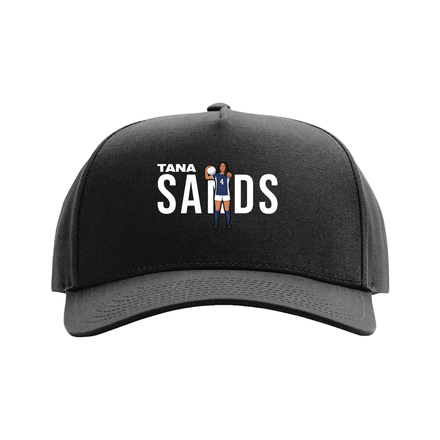 Full Fabric Five-Panel Champ Cap — Player Name in Black