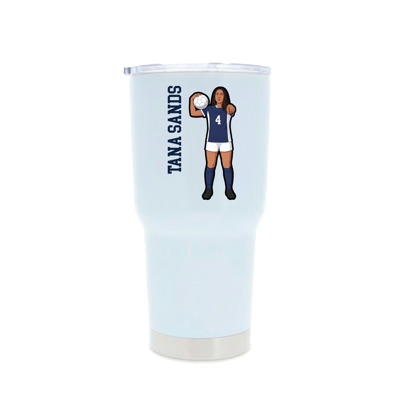 30oz Stainless Steel Tumbler — Name Vertical in White