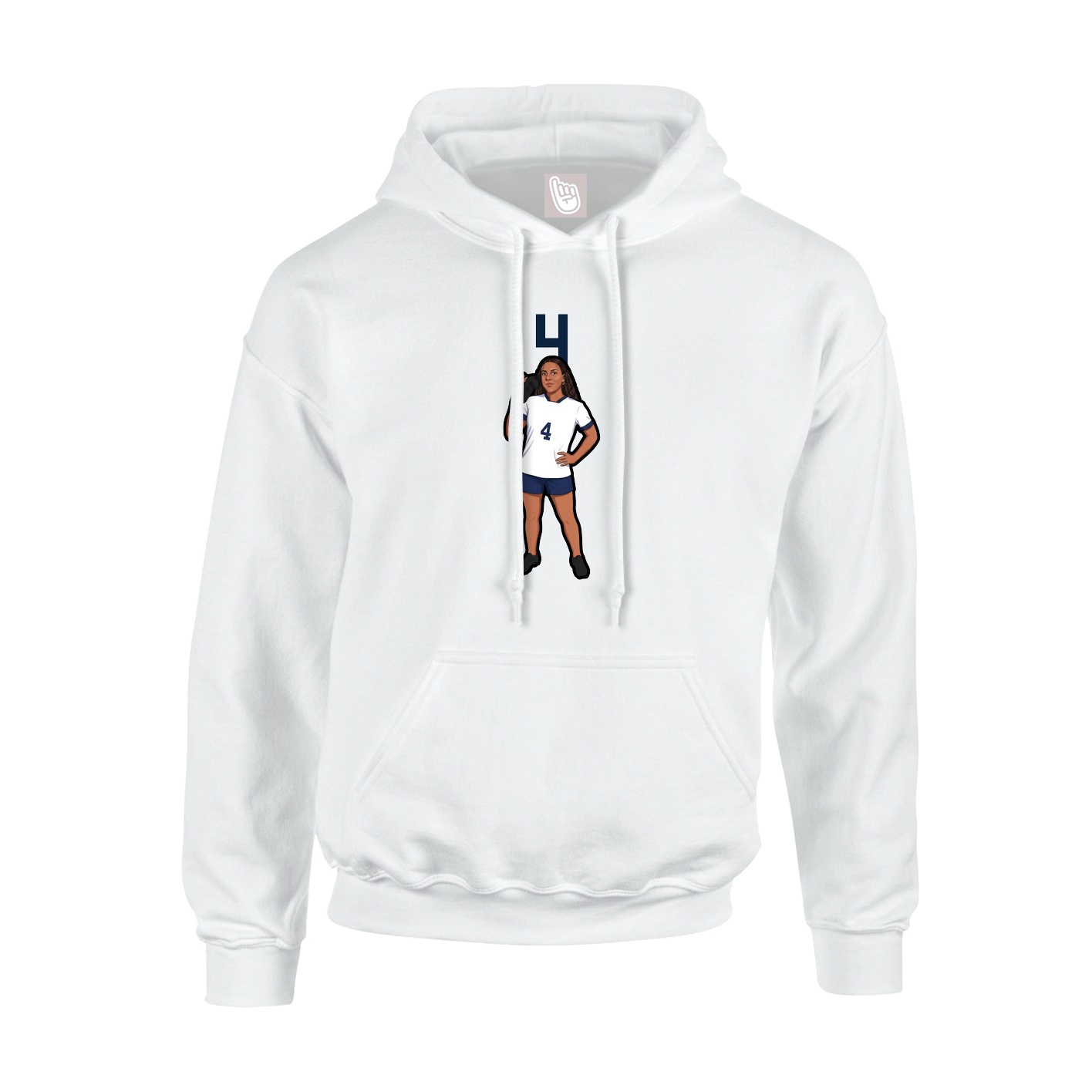 Youth Hoodie — Number Top in White