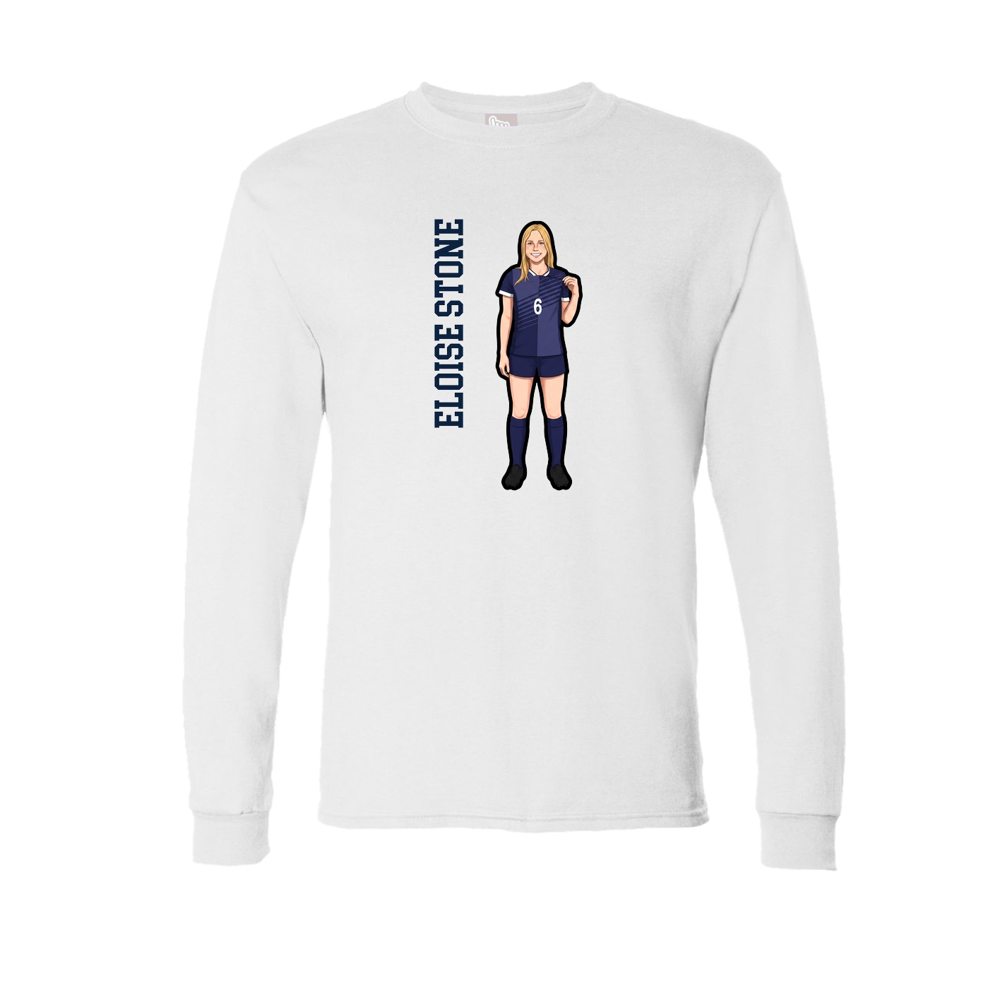 Long Sleeve Tee — Name Vertical in White
