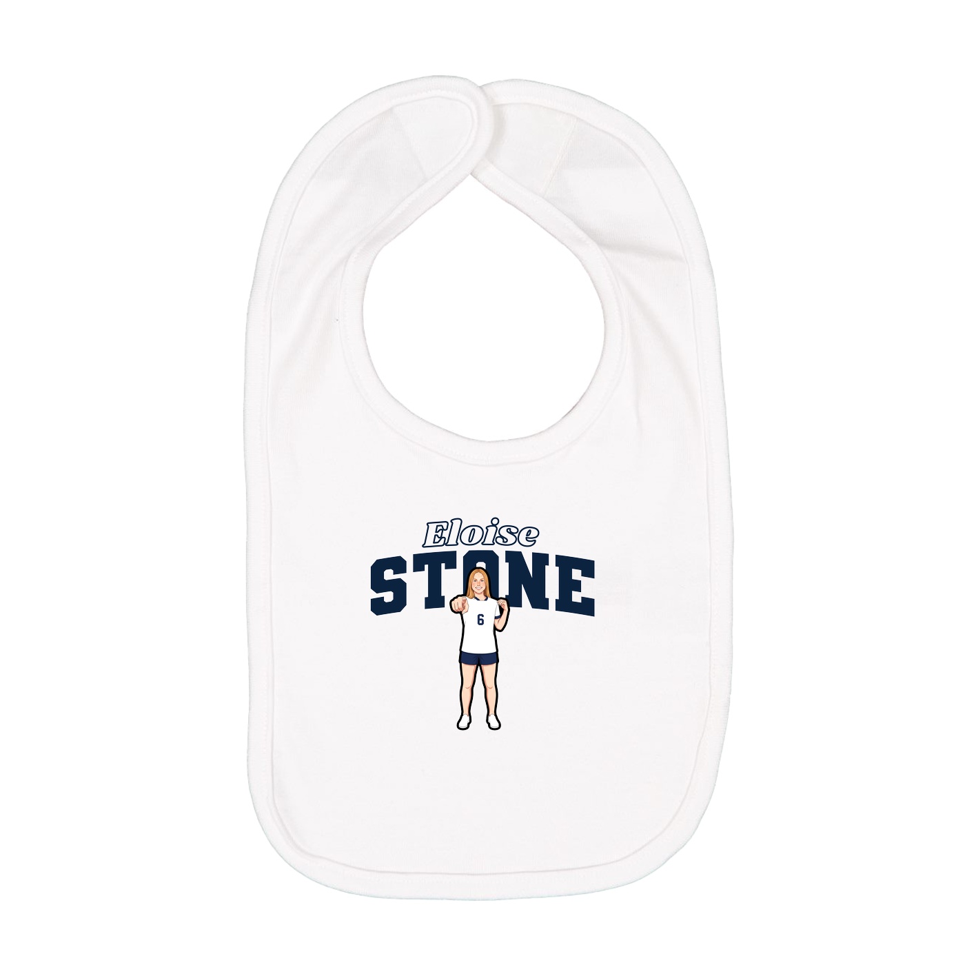 Infant Bib — Name Arch in White