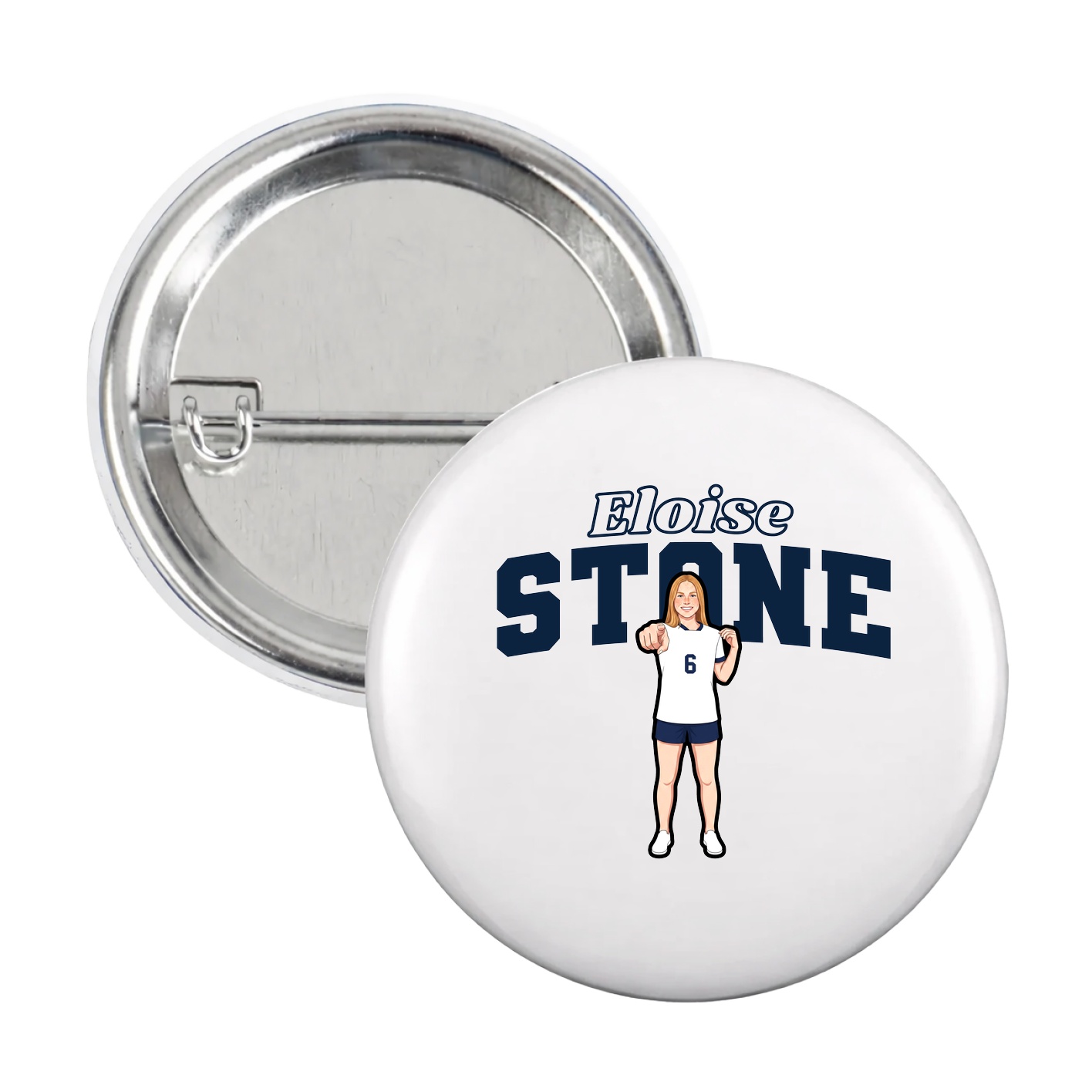 Game Day Button — Name Arch in White