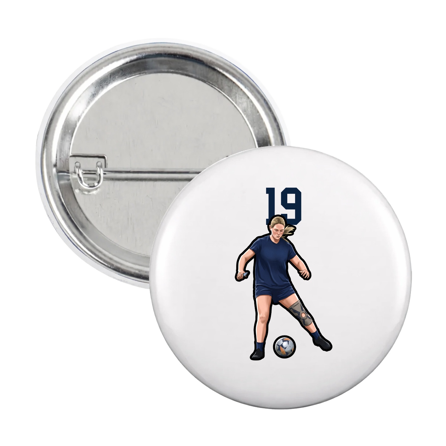 Game Day Button — Number Top in White