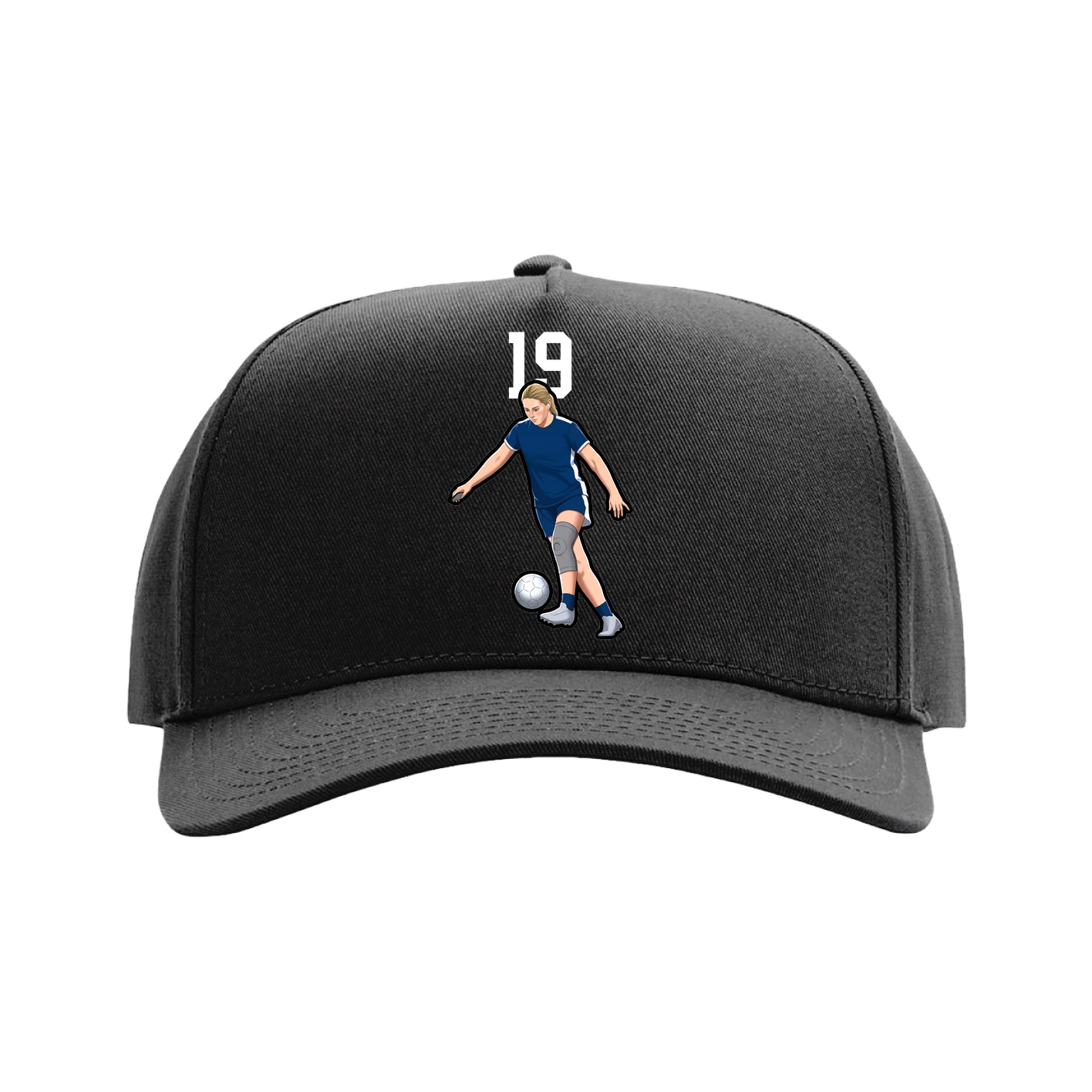 Full Fabric Five-Panel Champ Cap — Number Top in Black