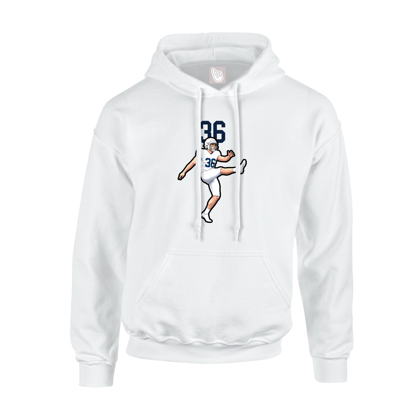 Youth Hoodie — Number Top in White