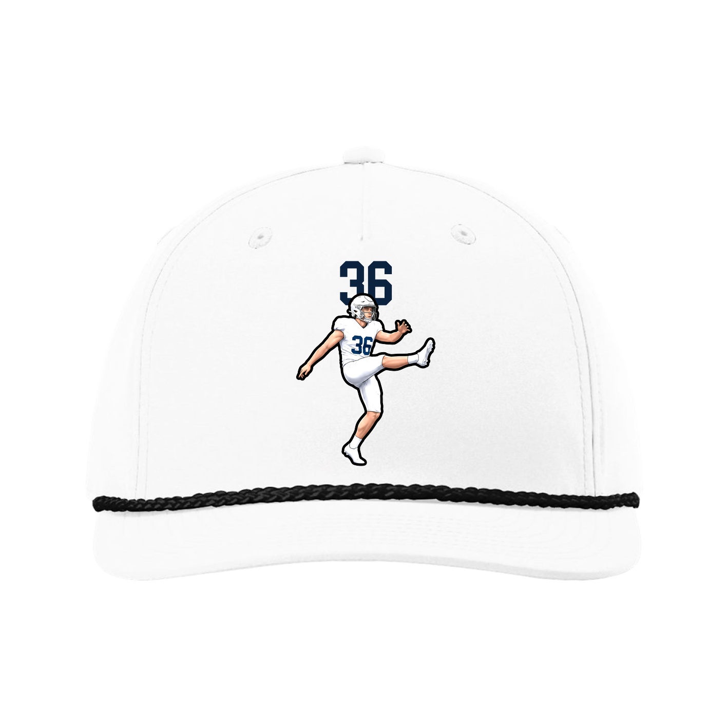 Five-Panel Classic Rope Cap — Number Top in White