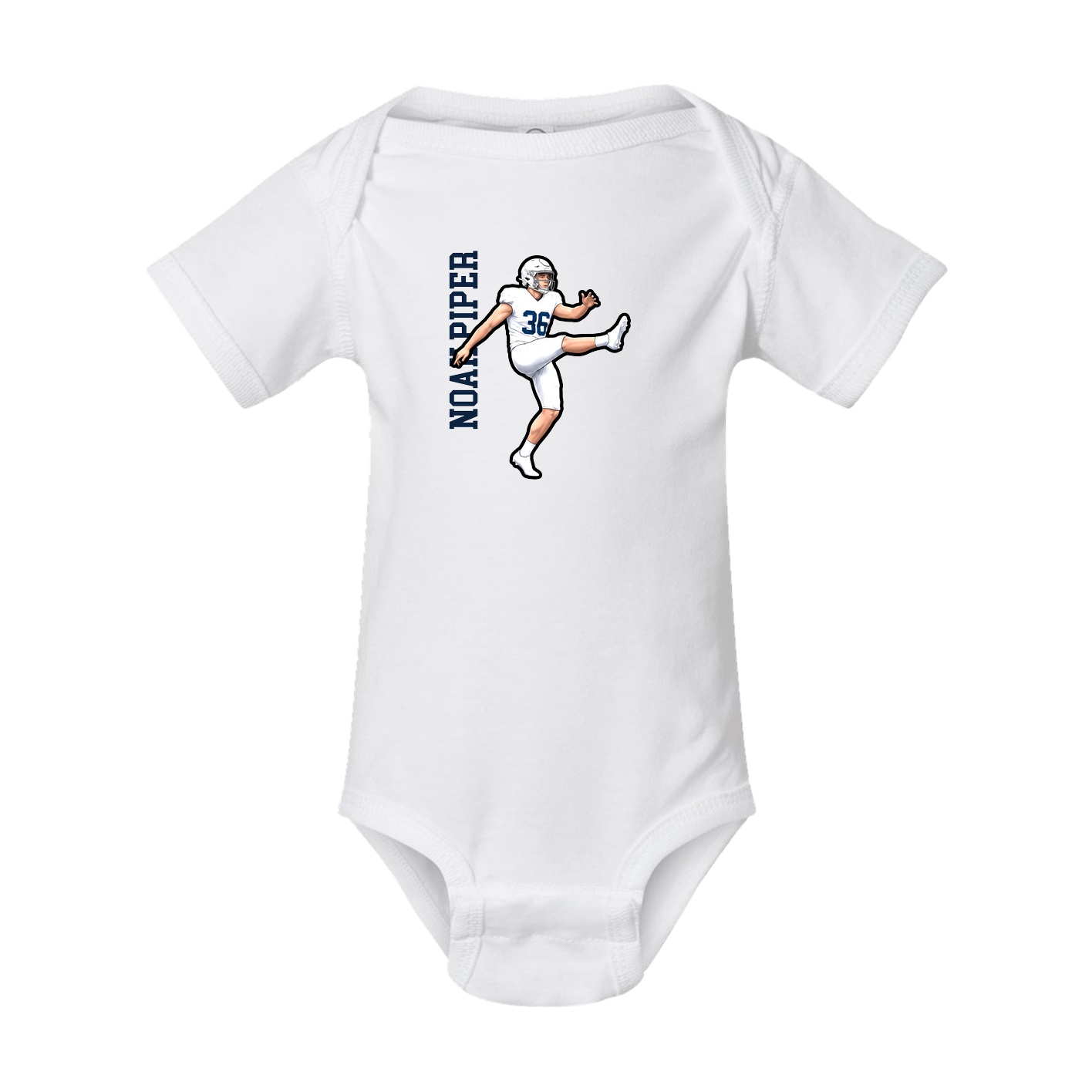 Baby Onesie — Name Vertical in White
