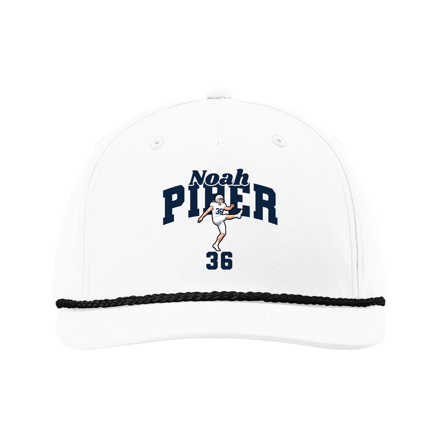 Five-Panel Classic Rope Cap — Signature Arch in White