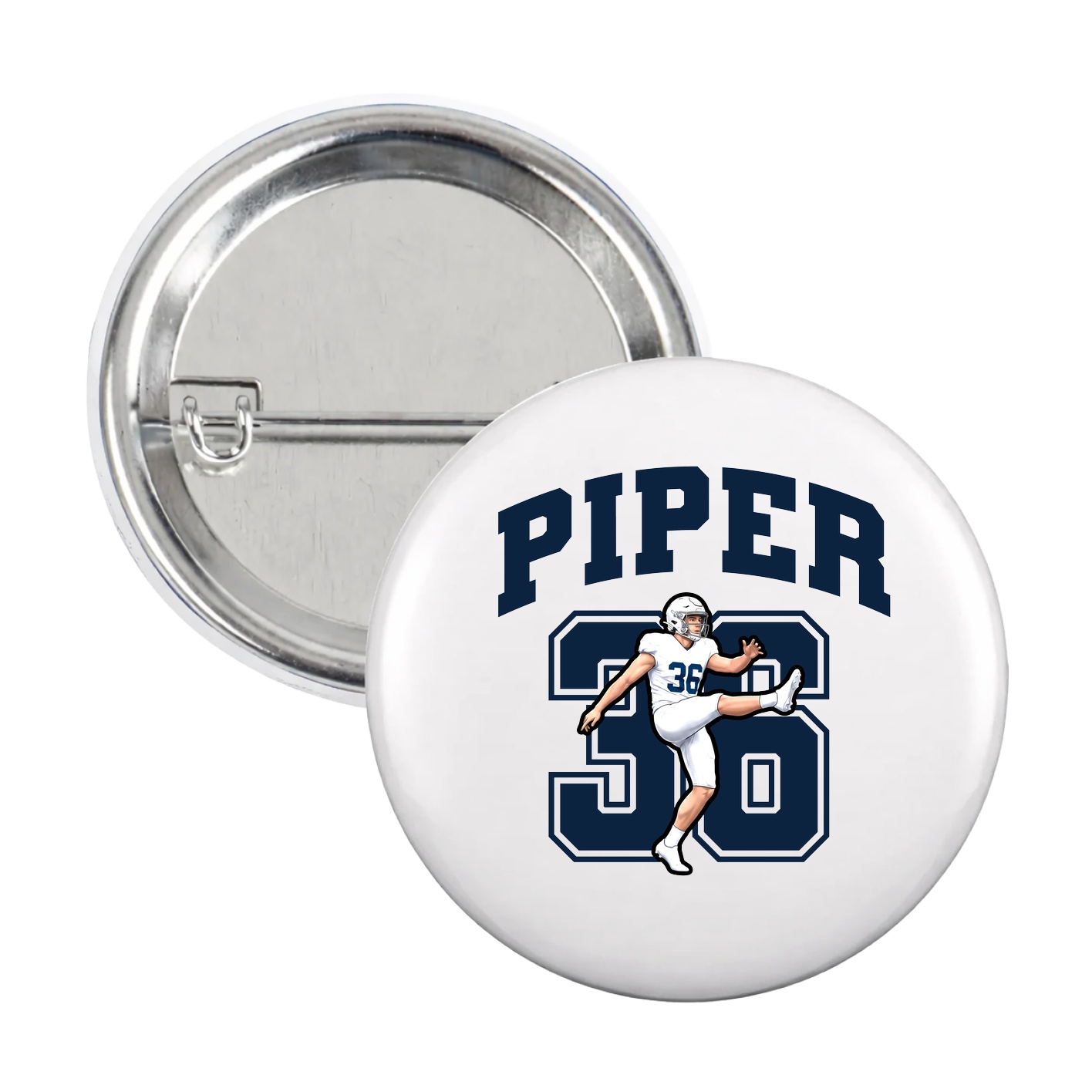 Game Day Button — Number in White
