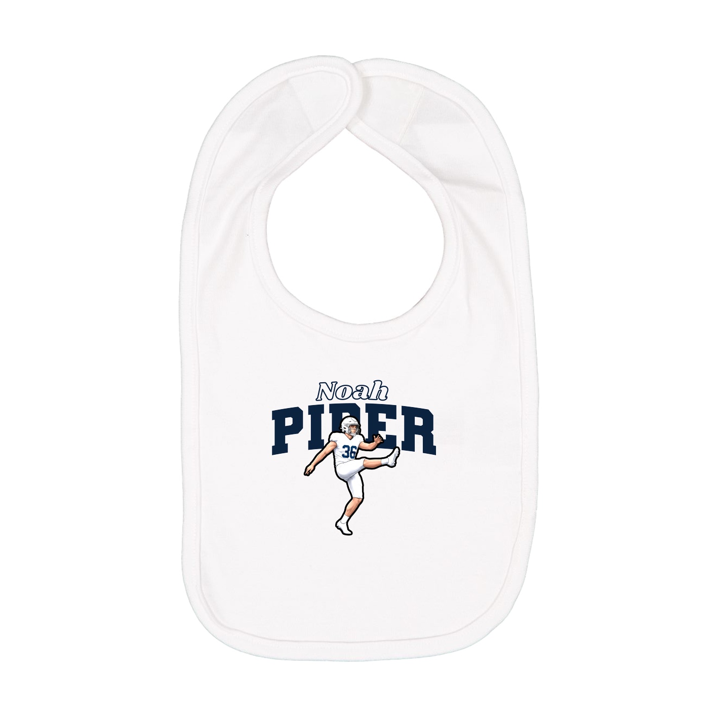 Infant Bib — Name Arch in White