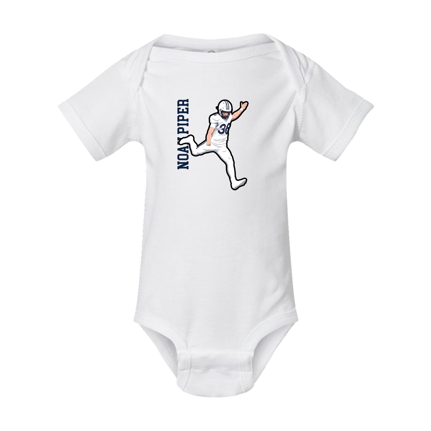 Baby Onesie — Name Vertical in White