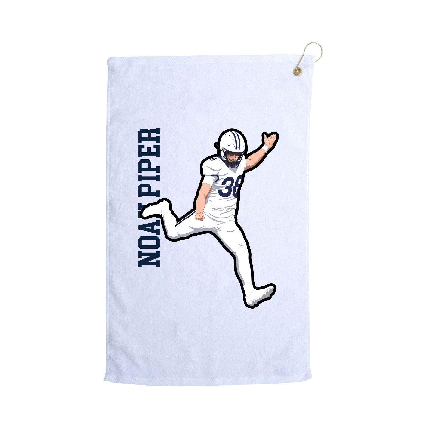 Golf Towel — Name Vertical in White