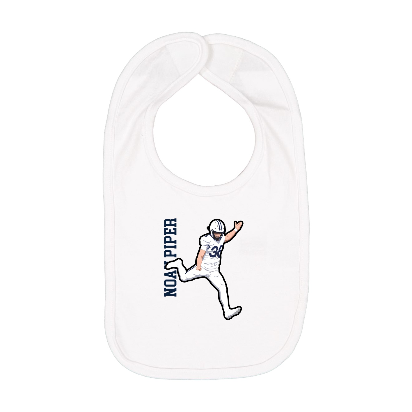 Infant Bib — Name Vertical in White