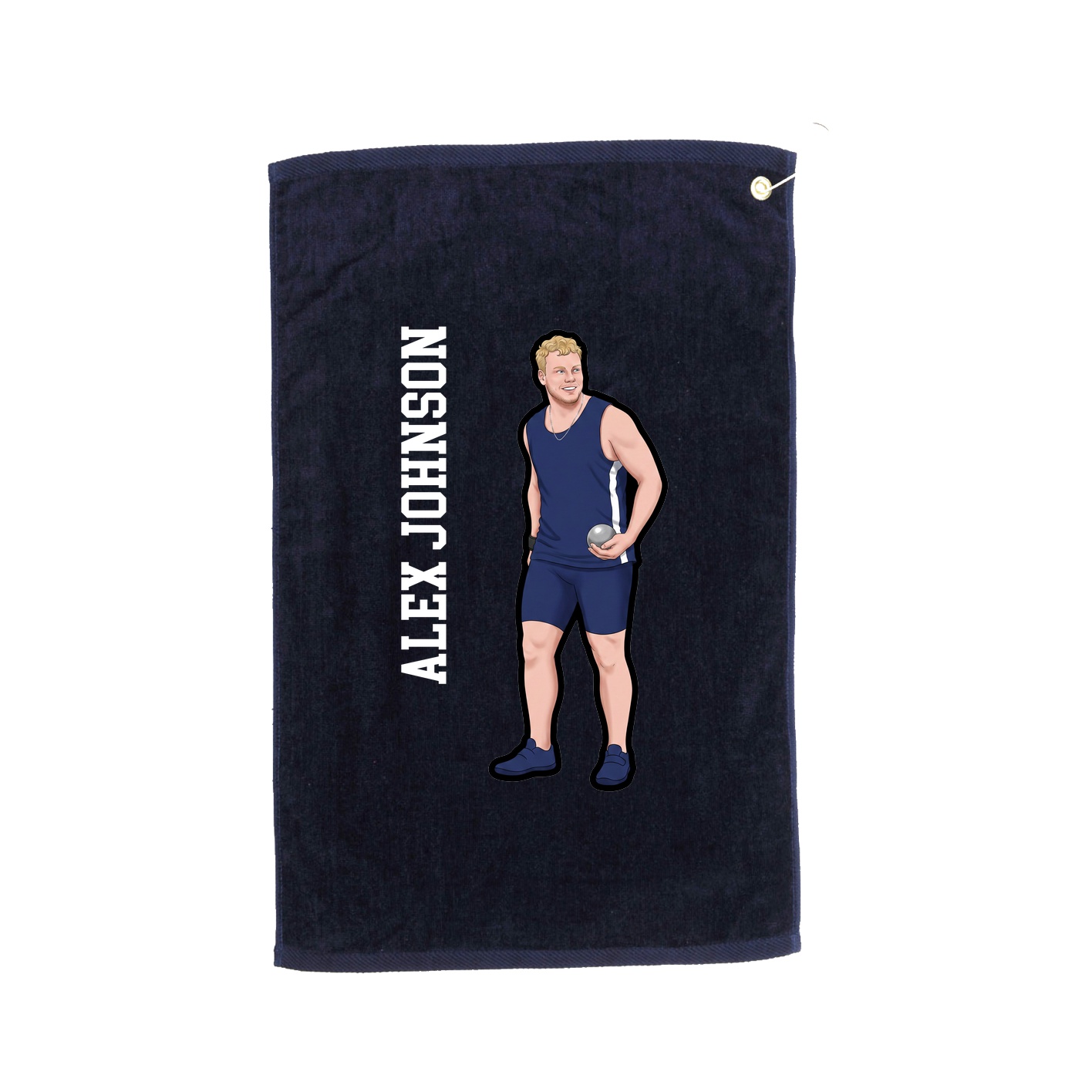 Golf Towel — Name Vertical in Navy