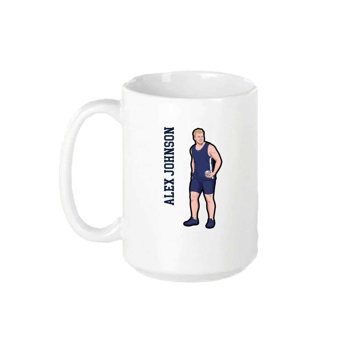 15oz Coffee Mug — Name Vertical in White