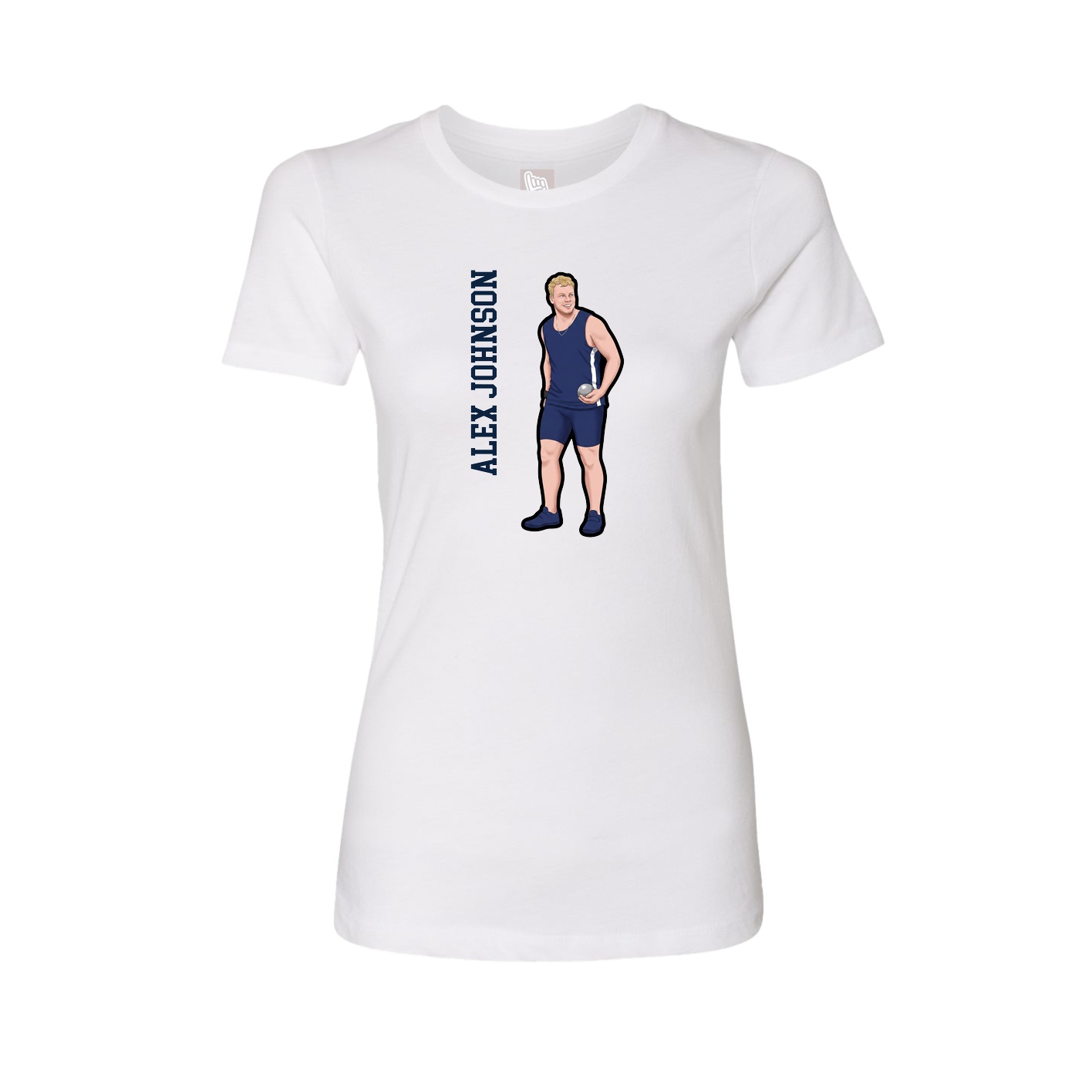 Fitted Women's Tee — Name Vertical in White