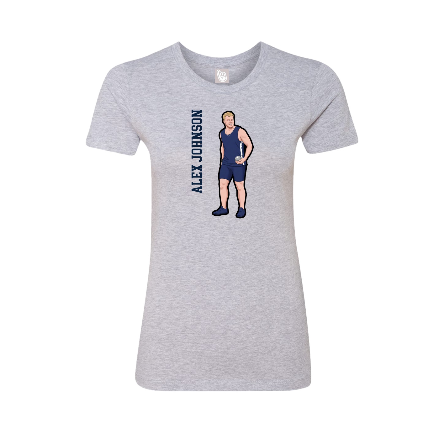 Fitted Women's Tee — Name Vertical in Grey