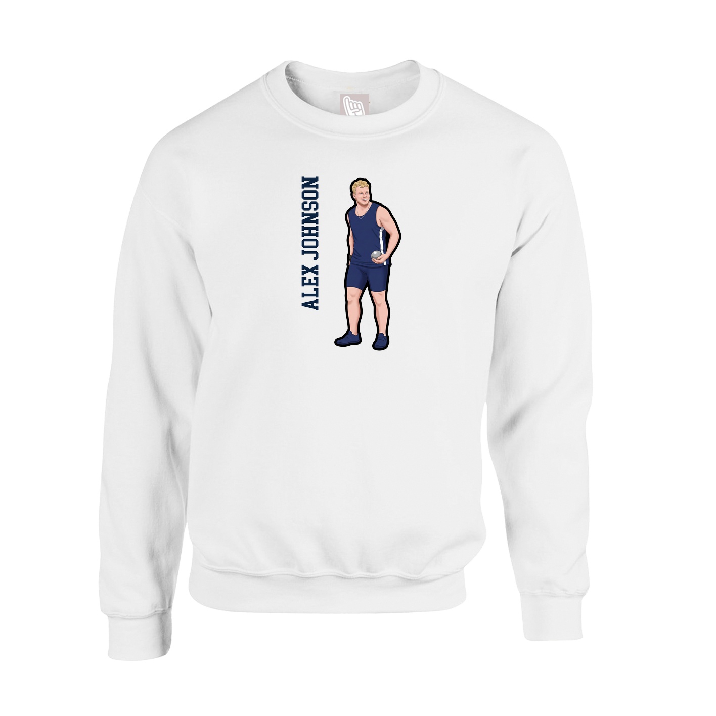 Fleece Crew — Name Vertical in White