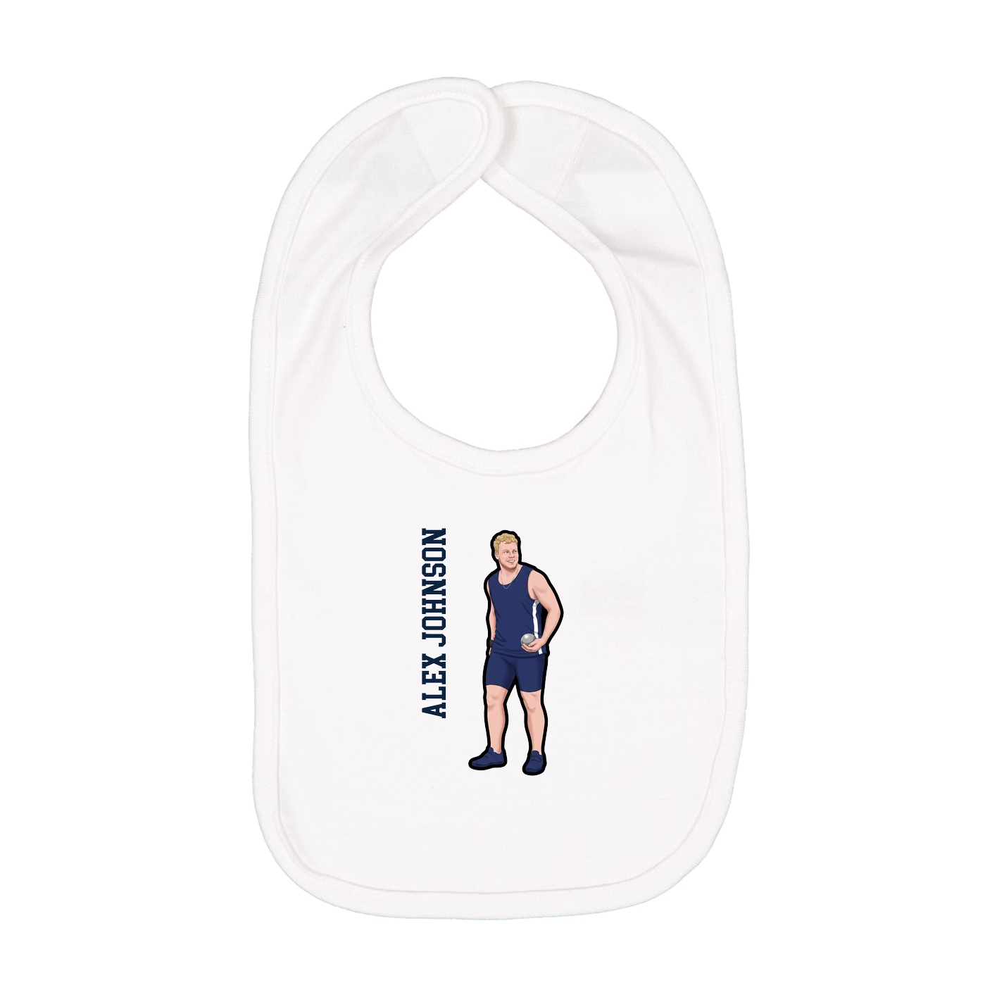 Infant Bib — Name Vertical in White