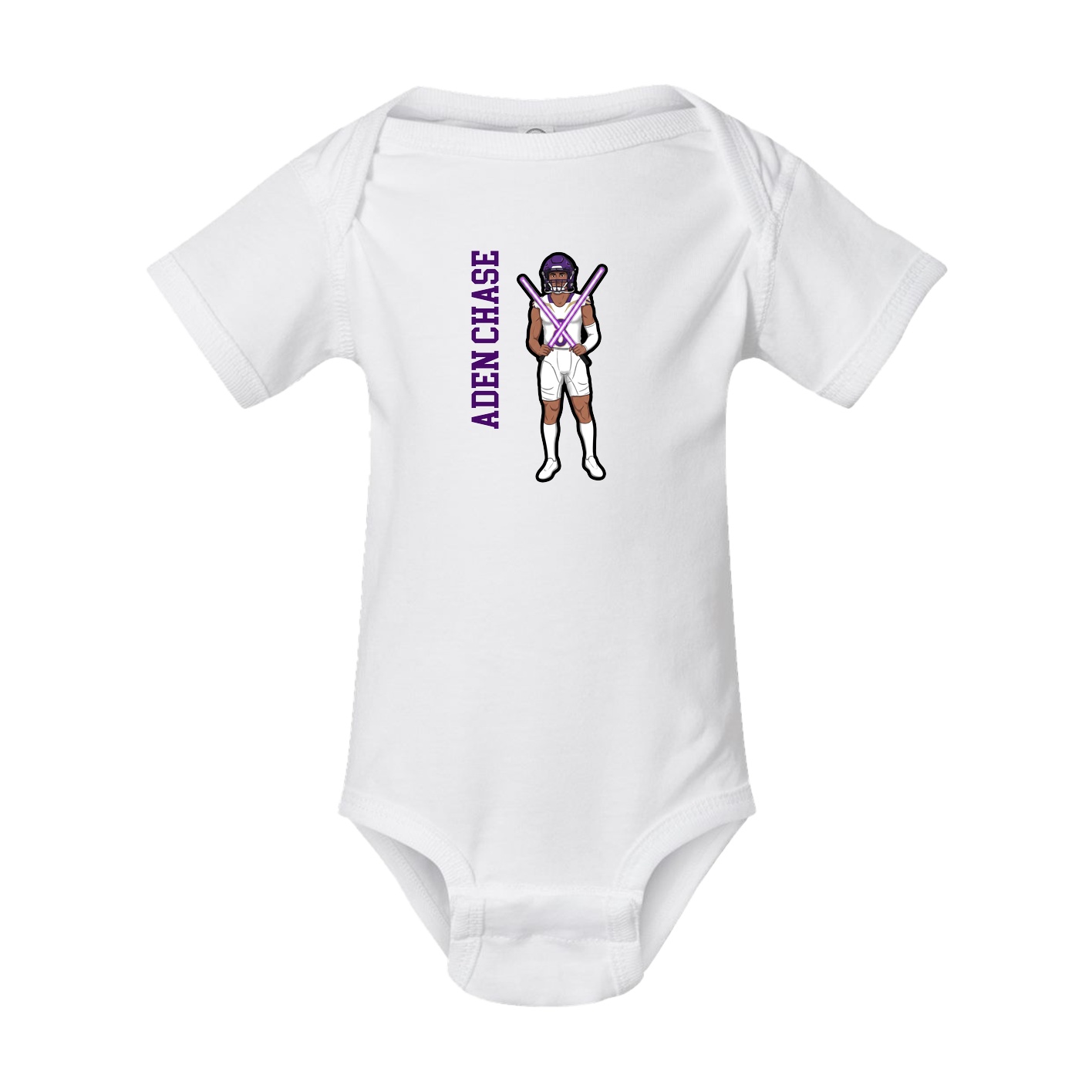 Baby Onesie — Name Vertical in White