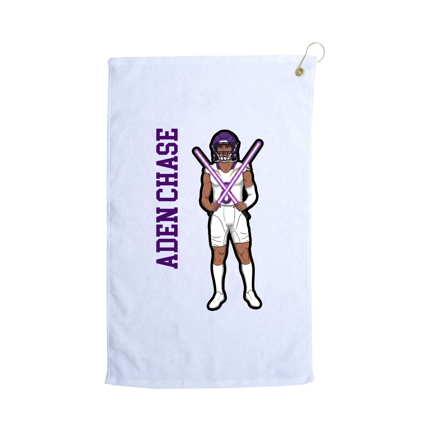 Golf Towel — Name Vertical in White