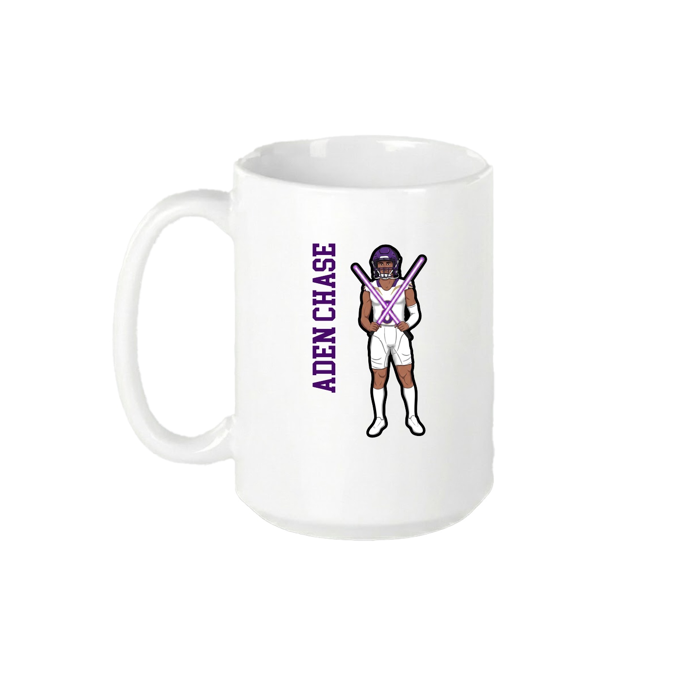 15oz Coffee Mug — Name Vertical in White