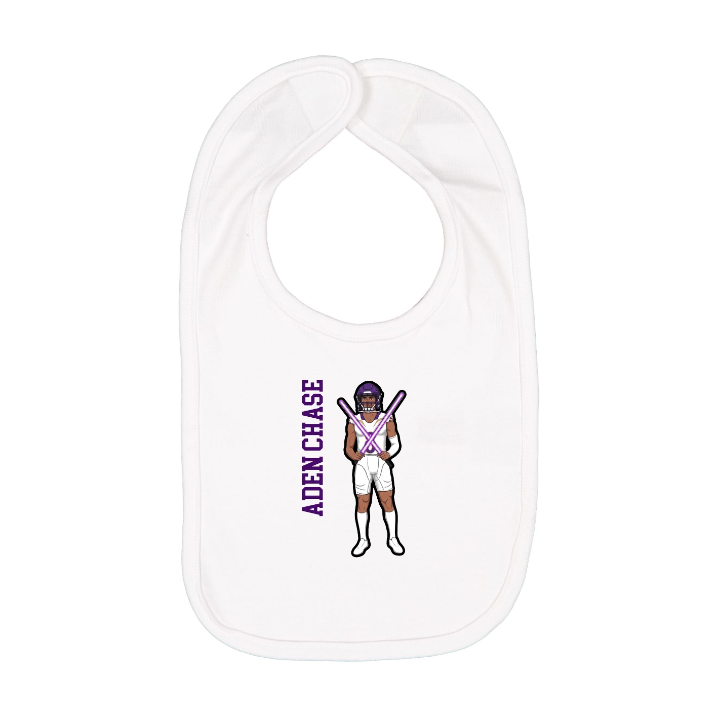 Infant Bib — Name Vertical in White