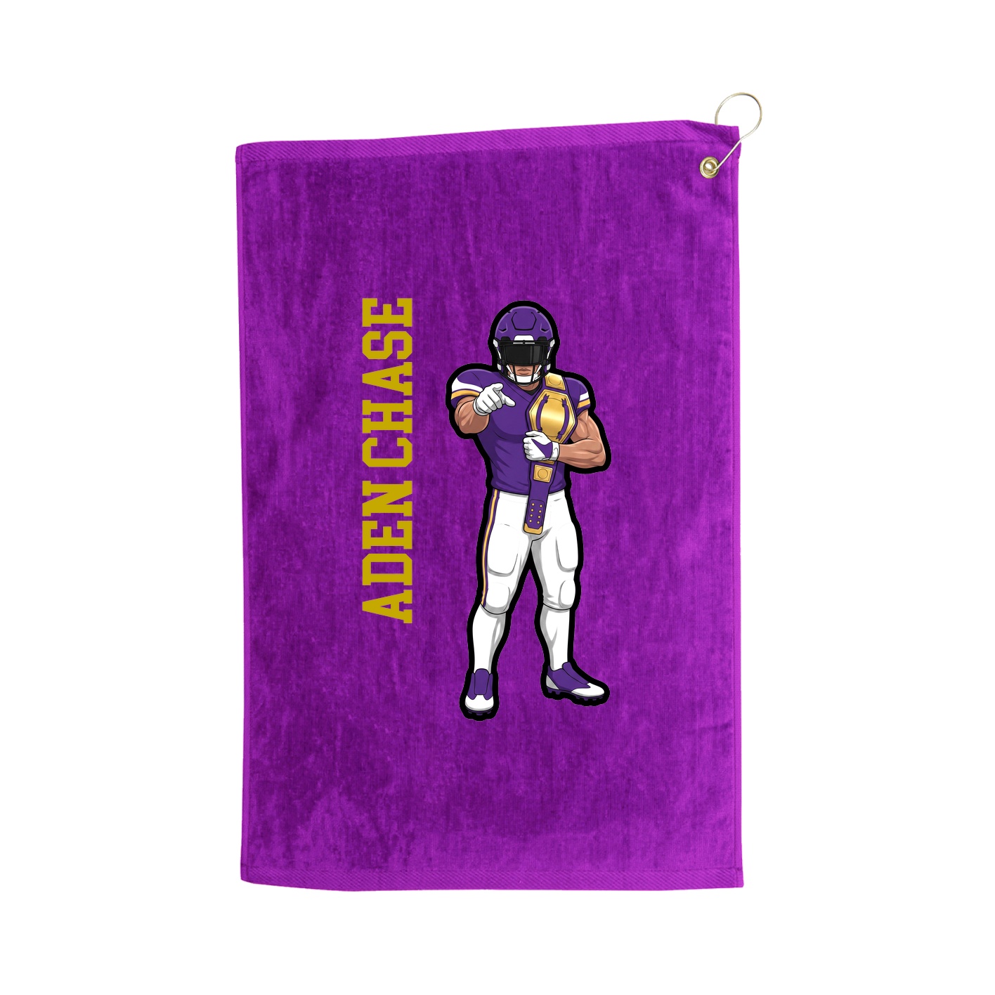 Golf Towel — Name Vertical in Purple