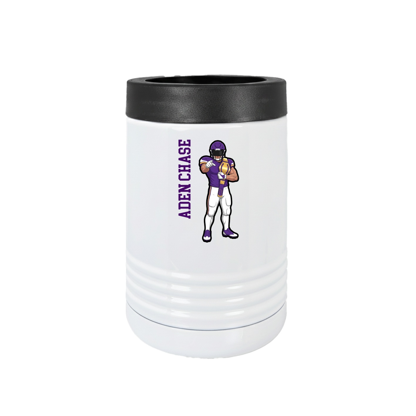 Beverage Holder — Name Vertical in White
