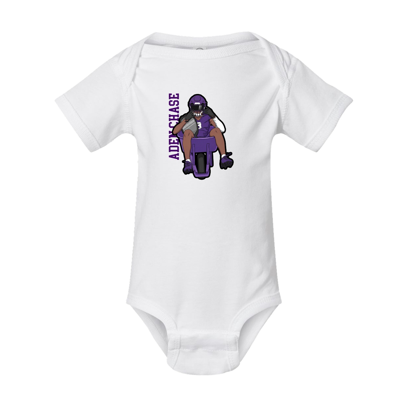Baby Onesie — Name Vertical in White