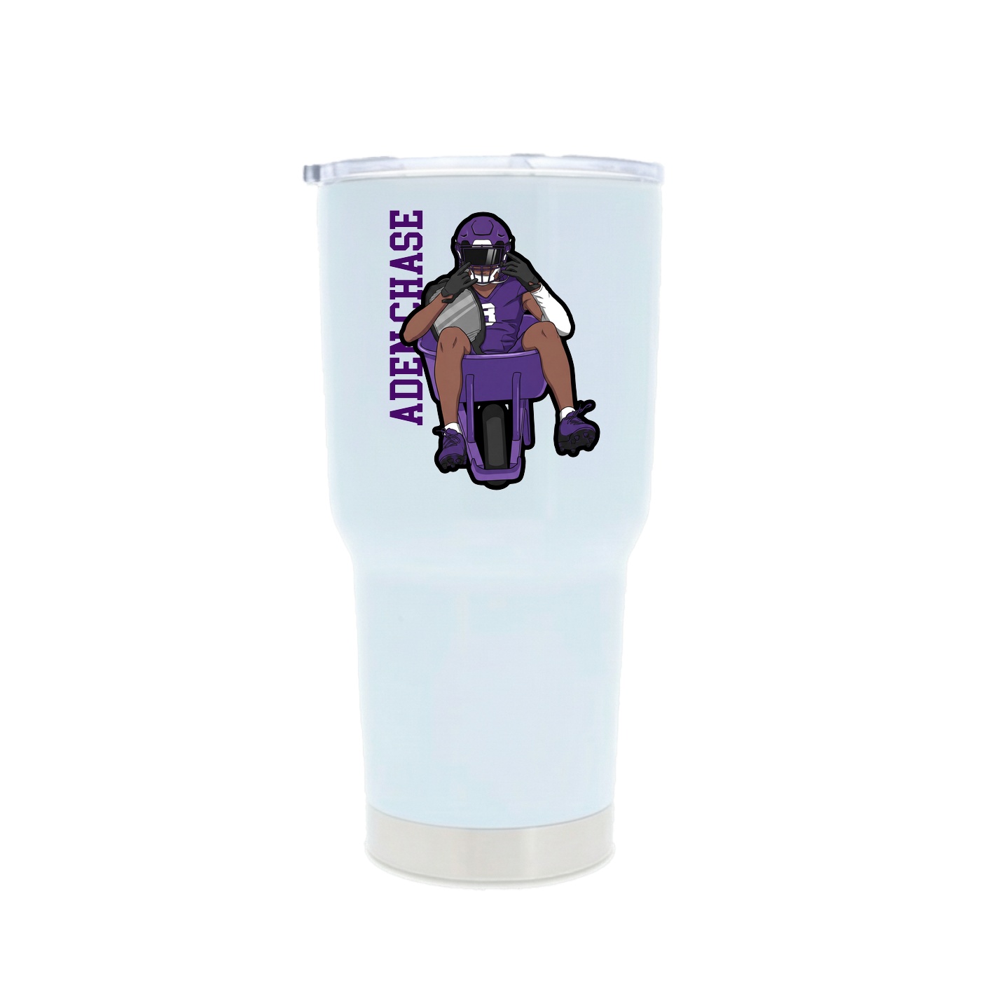 30oz Stainless Steel Tumbler — Name Vertical in White
