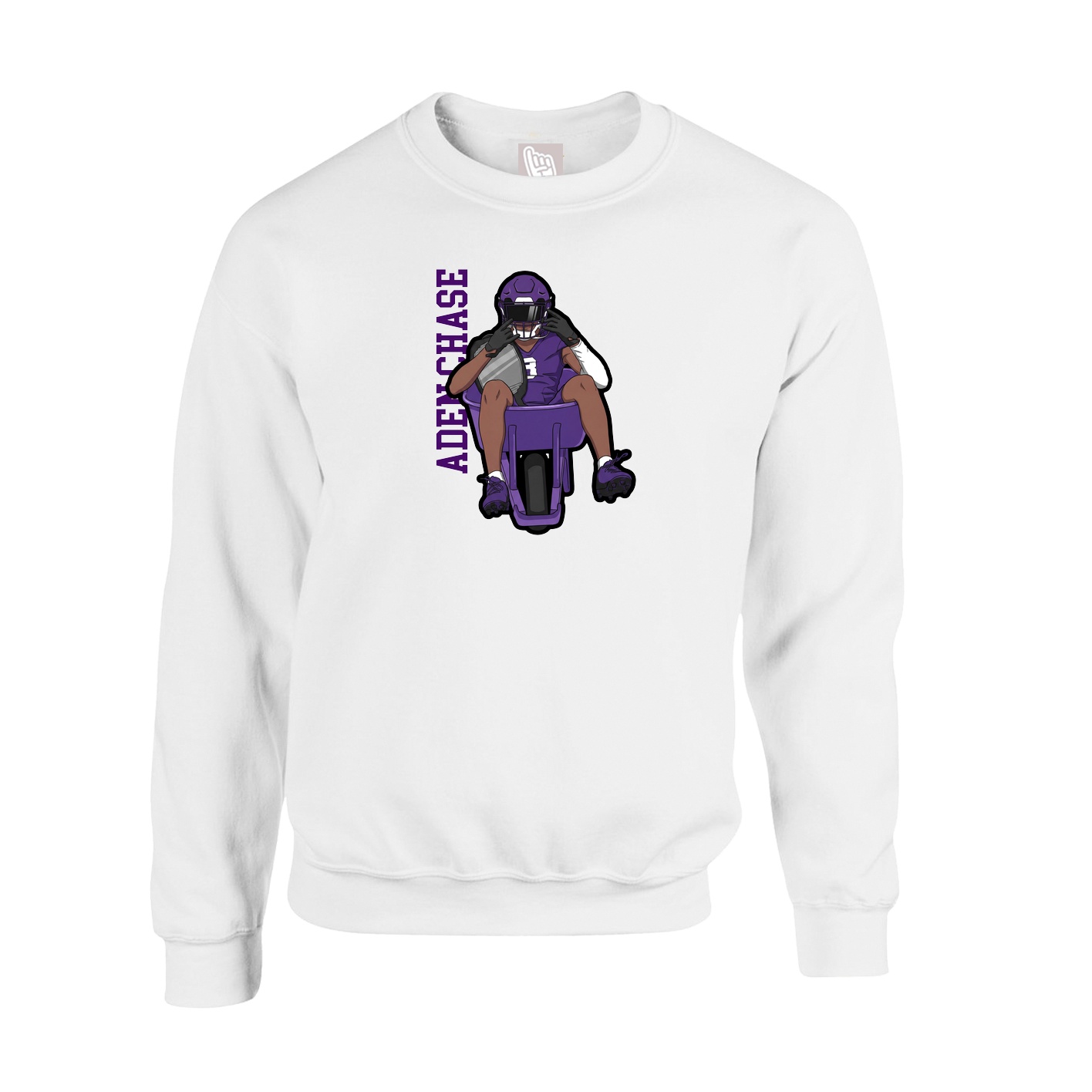 Fleece Crew — Name Vertical in White