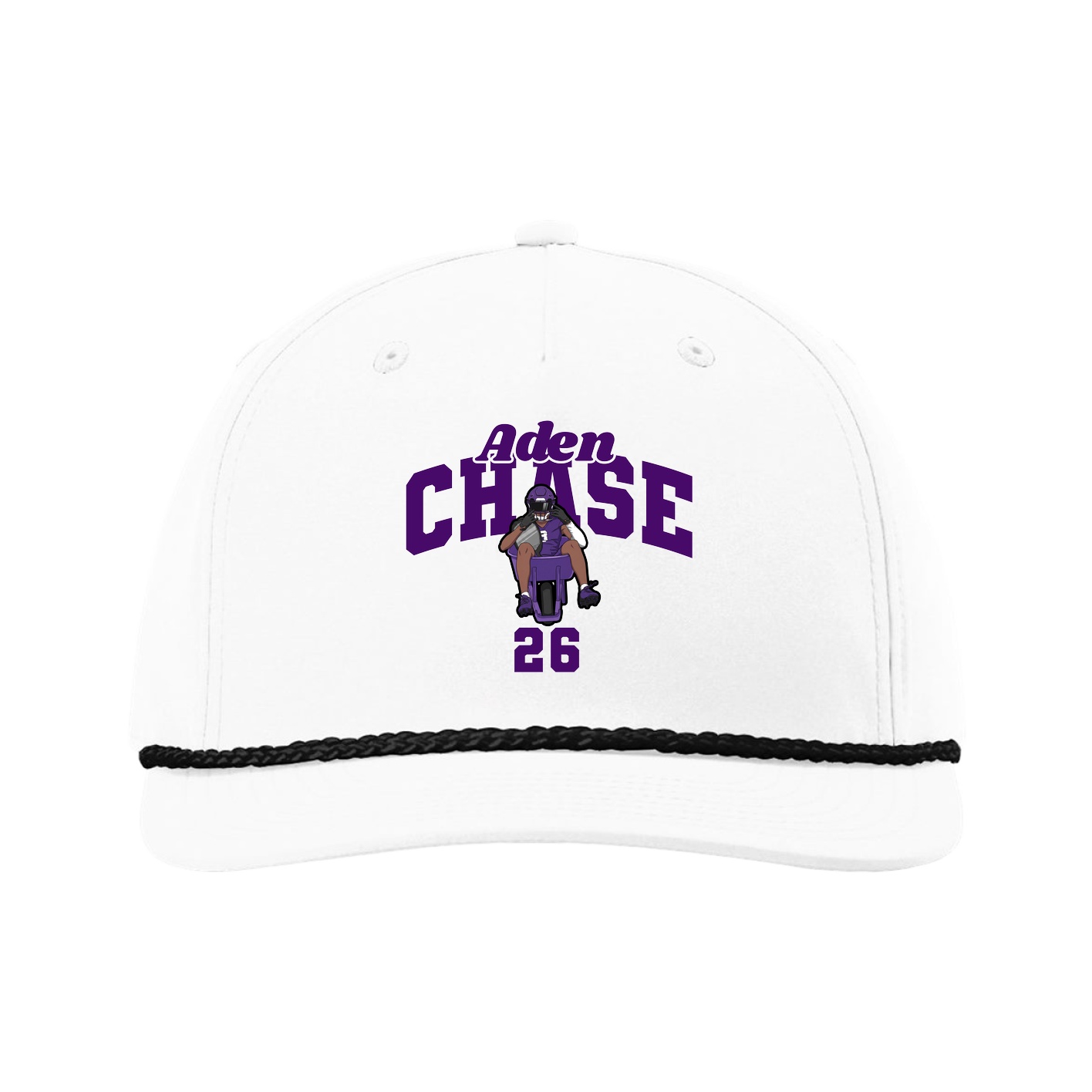 Five-Panel Classic Rope Cap — Signature Arch in White