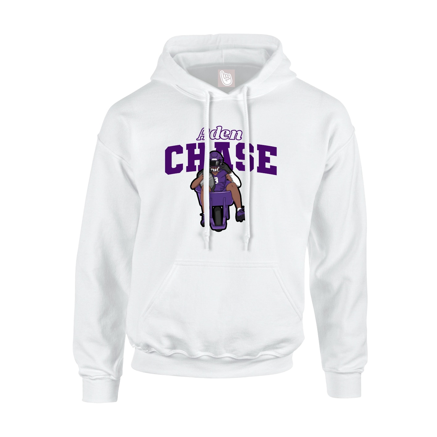 Youth Hoodie — Name Arch in White