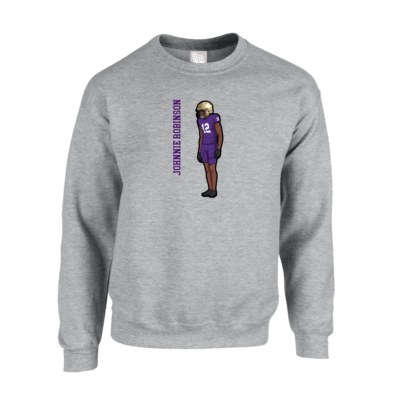 Fleece Crew — Name Vertical in Grey