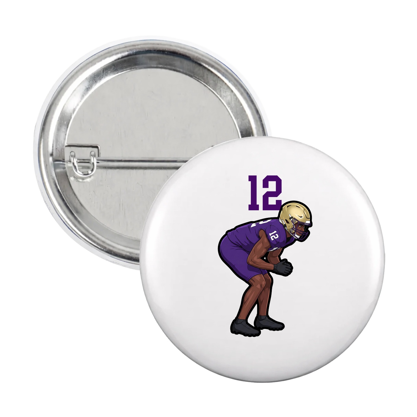 Game Day Button — Number Top in White