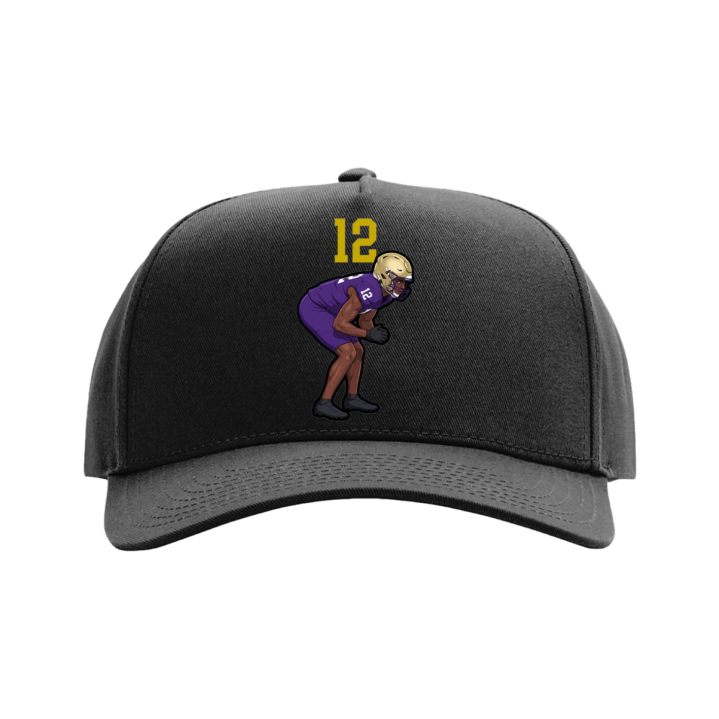Full Fabric Five-Panel Champ Cap — Number Top in Black