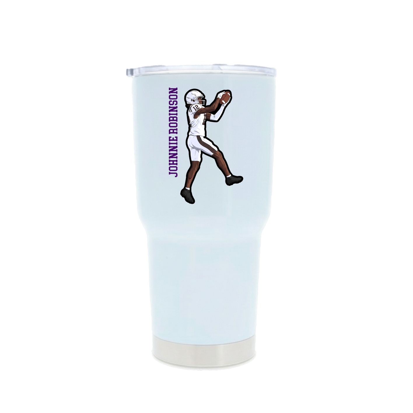 30oz Stainless Steel Tumbler — Name Vertical in White