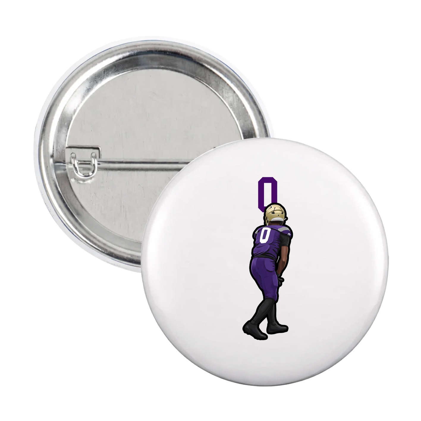 Game Day Button — Number Top in White