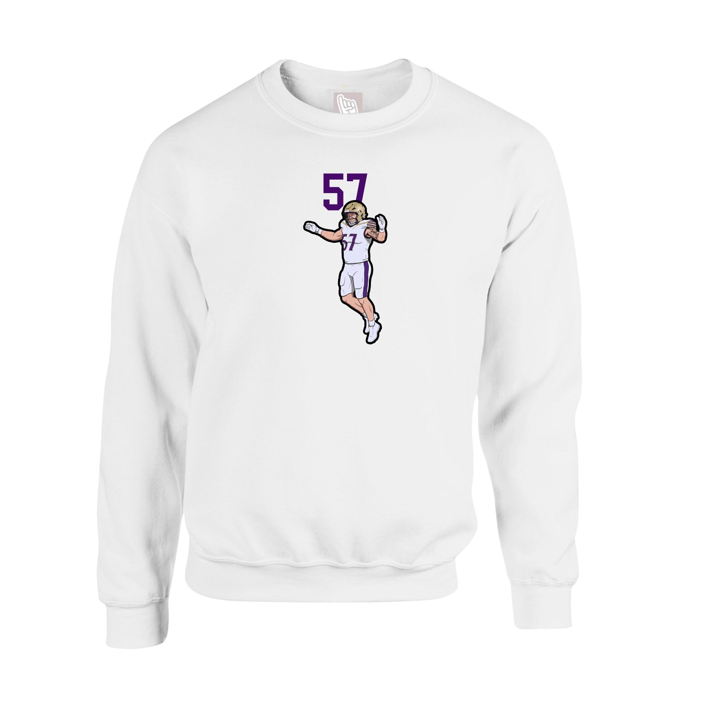 Fleece Crew — Number Top in White