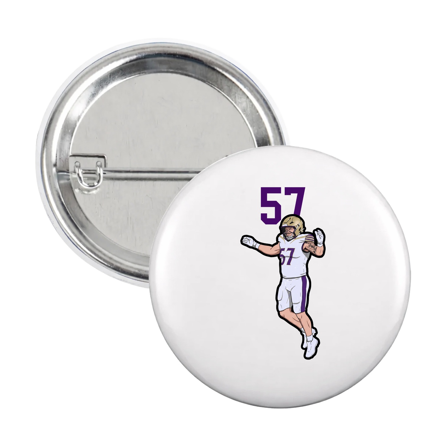 Game Day Button — Number Top in White