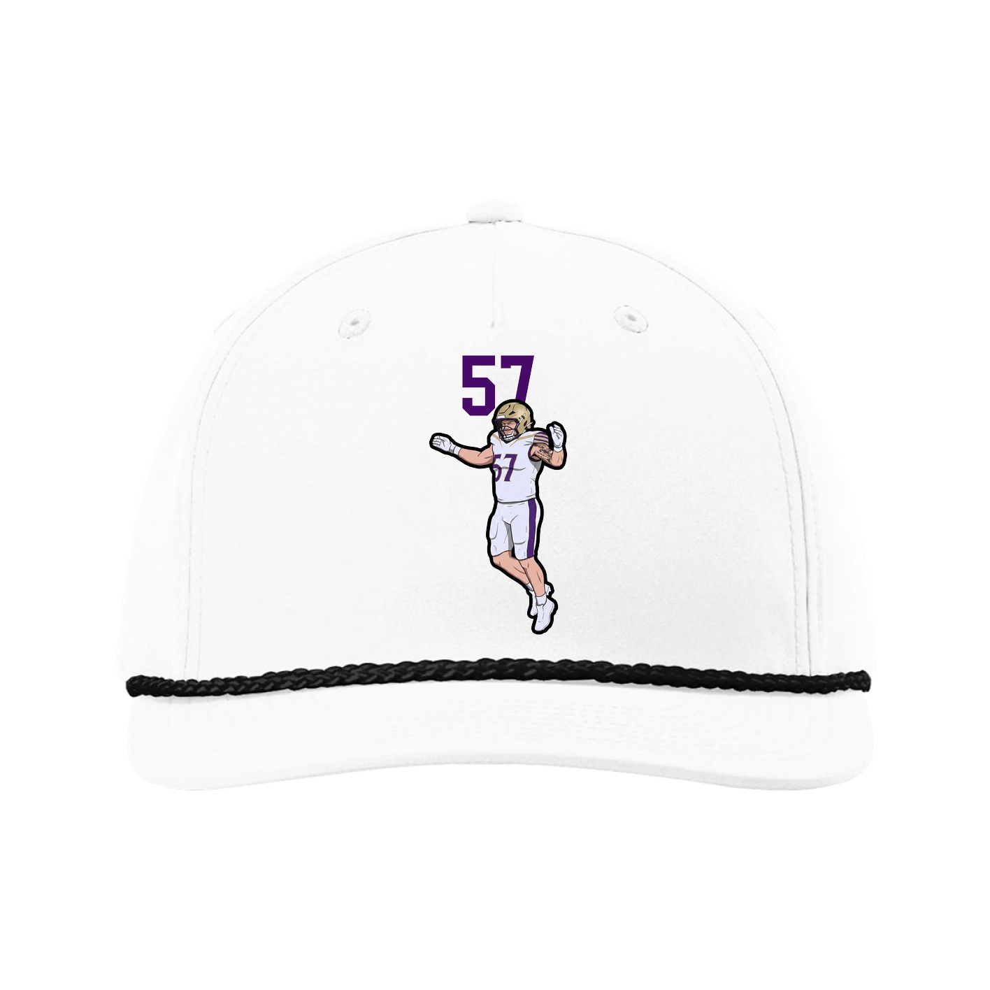 Five-Panel Classic Rope Cap — Number Top in White