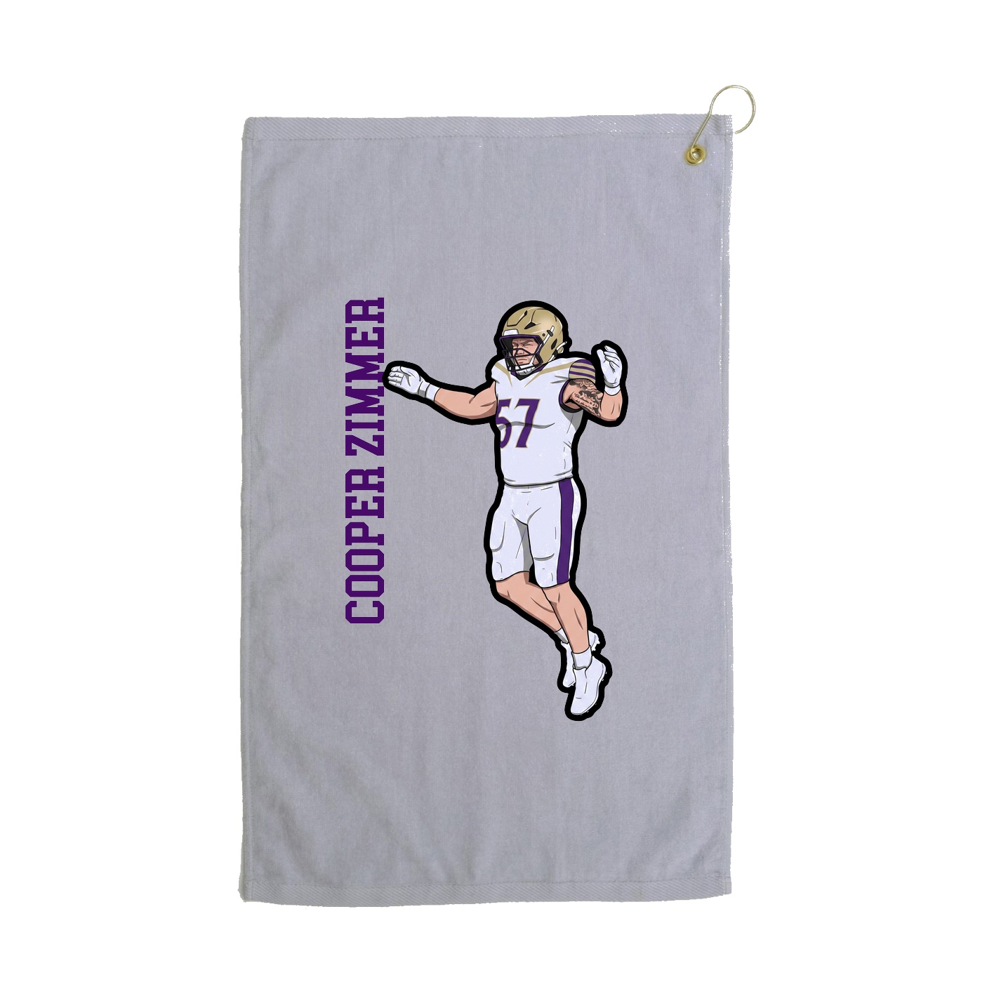 Golf Towel — Name Vertical in Grey